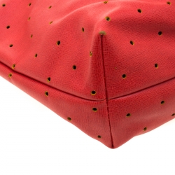 Pre Owned Fendi Red Perforated Leather Roll Tote W/ Pouch