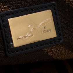 Pre Owned Fendi Brown/Black Leopard Print Calfhair Large Peekaboo Top Handle Bag