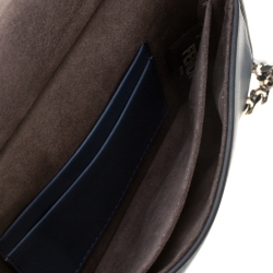 Fendi Blue/Black Leather Double Micro Baguette Bag