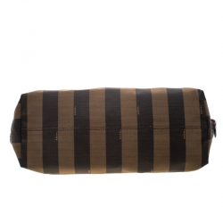 Pre Owned Fendi Brown/Pink Canvas and Leather Pequin Roll Tote