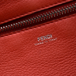 Pre Owned Fendi Khaki Leather Dotcom Top Handle Bag