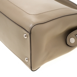 Pre Owned Fendi Khaki Leather Dotcom Top Handle Bag