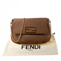 Pre Owned Fendi Beige Leather Fendista Pochette Crossbody Bag