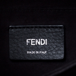 Pre Owned Fendi Black Leather Embellished Kan I Applique Crossbody Bag  