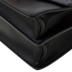 Pre Owned Fendi Black Leather Embellished Kan I Applique Crossbody Bag  