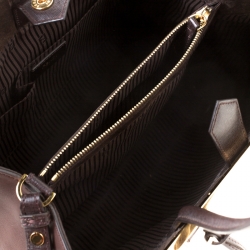 Pre Owned Fendi Dark Brown Leather Medium 2jours Tote