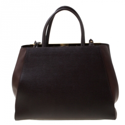 Pre Owned Fendi Dark Brown Leather Medium 2jours Tote