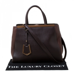 Pre Owned Fendi Dark Brown Leather Medium 2jours Tote