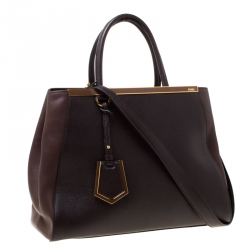 Pre Owned Fendi Dark Brown Leather Medium 2jours Tote