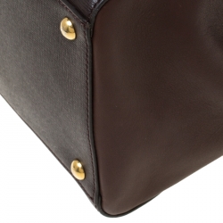 Pre Owned Fendi Dark Brown Leather Medium 2jours Tote