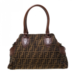 Pre Owned Fendi Brown Zucca Canvas and Leather Chef du Jour Tote