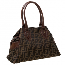 Pre Owned Fendi Brown Zucca Canvas and Leather Chef du Jour Tote