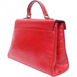 Pre Owned Fendi Red Leather Top Handle Bag