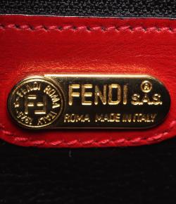 Pre Owned Fendi Red Leather Top Handle Bag