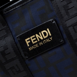 Pre Owned Fendi Zucca Black/Blue Nylon Mini Tote