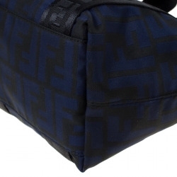 Pre Owned Fendi Zucca Black/Blue Nylon Mini Tote
