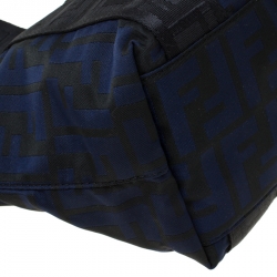 Pre Owned Fendi Zucca Black/Blue Nylon Mini Tote