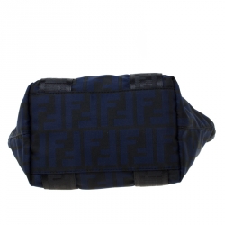 Pre Owned Fendi Zucca Black/Blue Nylon Mini Tote