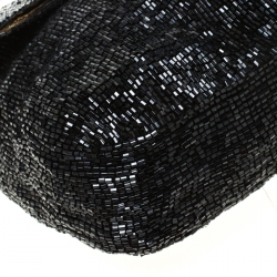 Fendi Black Beads and Leather Baguette Shoulder Bag