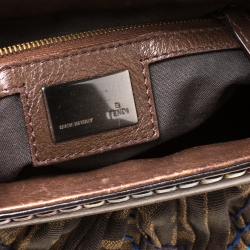 Pre Owned Fendi Multicolor Stitch Zucca Canvas and Leather Doctor B Hobo