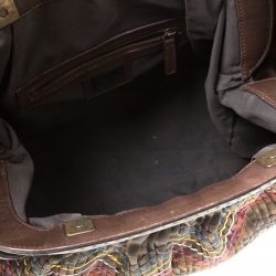 Pre Owned Fendi Multicolor Stitch Zucca Canvas and Leather Doctor B Hobo