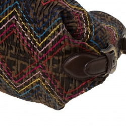 Pre Owned Fendi Multicolor Stitch Zucca Canvas and Leather Doctor B Hobo