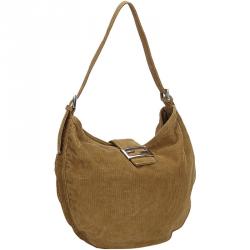 Pre Owned Fendi Brown Corduroy Shoulder Bag