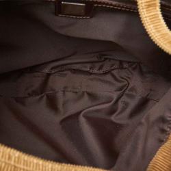 Pre Owned Fendi Brown Corduroy Shoulder Bag