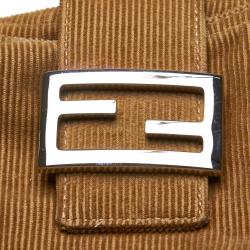 Pre Owned Fendi Brown Corduroy Shoulder Bag
