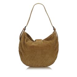 Pre Owned Fendi Brown Corduroy Shoulder Bag