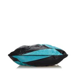 Pre Owned Fendi Blue/Black Python To You Convertible Clutch Bag