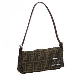 Pre Owned Fendi Brown Zucca Canvas Baguette