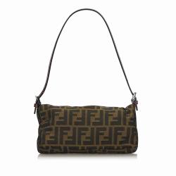 Pre Owned Fendi Brown Zucca Canvas Baguette