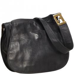 Pre Owned Fendi Black Leather Shoulder Bag