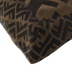 Fendi Tobacco Zucca Canvas Maxi Baguette Flap Shoulder Bag