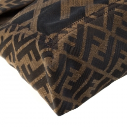 Fendi Tobacco Zucca Canvas Maxi Baguette Flap Shoulder Bag