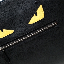 Pre Owned Fendi Black Leather Monster Roll Tote 