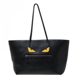 Pre Owned Fendi Black Leather Monster Roll Tote 