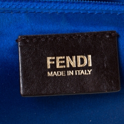 Pre Owned Fendi Blue Shimmering Leather Mama Forever Shoulder Bag