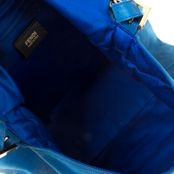 Pre Owned Fendi Blue Shimmering Leather Mama Forever Shoulder Bag