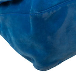 Pre Owned Fendi Blue Shimmering Leather Mama Forever Shoulder Bag