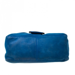 Pre Owned Fendi Blue Shimmering Leather Mama Forever Shoulder Bag