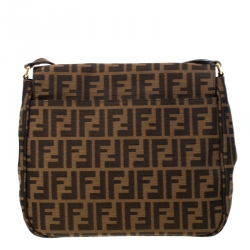 Pre Owned Fendi Tobacco Zucca Canvas and Leather Crossbody Bag 