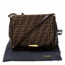 Pre Owned Fendi Tobacco Zucca Canvas and Leather Crossbody Bag 