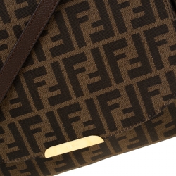 Pre Owned Fendi Tobacco Zucca Canvas and Leather Crossbody Bag 