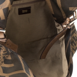 Fendi Brown Zucca Canvas and Leather Baguette Shoulder Bag