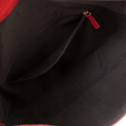 Pre Owned Fendi Red Crinkle Patent Leather Large Mamma Baguette Shoulder Bag