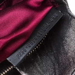 Pre Owned Fendi Metallic Grey Leather Cutout Handle Clutch