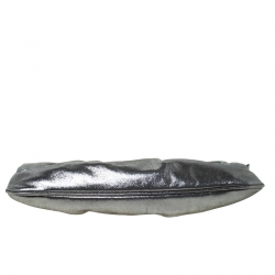 Pre Owned Fendi Metallic Grey Leather Cutout Handle Clutch