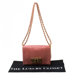 Pre Owned Fendi Old Rose Leather Claudia Shoulder Bag